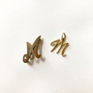 Vintage pendant and pin — letter "M"